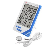 Придбати - кімнатний термометр  Термометр гігрометр метеостанція годинник з виносним датчиком для вимірювання температури та вологості в приміщенні та на вулиці UKC KT-908