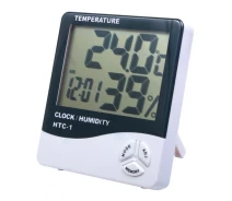 Придбати - кімнатний термометр  Цифровий термометр гігрометр з годинником та будильником UKC HTC-1 білий