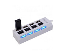 Придбати - кардрідер  Хаб USB на 4 порти UKC HSM-50170 з вимикачами та підсвічуванням Білий (26255 )