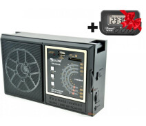 Придбати - радіоприймач  Акумуляторний портативний радіоприймач Golon RX-98 (UAR) USB/SD/FM переносна радіо колонка Black + Електронний годинник з будильником і секундоміром