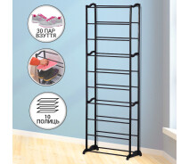 Придбати - тумбу  Полиця для взуття Amazing Shoe Rack AC-99 Стійка-органайзер для зберігання 30 пар взуття з 10 полицями регульована по висоті Чорний