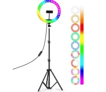 Придбати - кільцеве світло  Лампа кільцева зі штативом 33 см.30 ват. RGB 12 кольорів