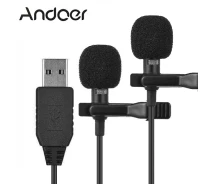 Придбати - мікрофон для караоке  Подвійний петличний мікрофон Andoer EY-510D USB, 6 метрів, петличка для ноутбука, компютера, ПК