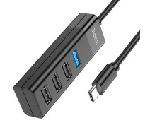 Придбати - кардрідер  USB HUB HOCO HB25 4in1 (Type-C to USB3.0+USB2.0*3), Black