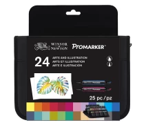 Придбати -  Набір двосторонніх маркерів Winsor Newton Promarker Arts Illustration 24 кольору + сумка пенал (290078)