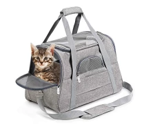 Придбати - переноску  Сумка-перенесення для домашніх тварин (кішок, собак, кроликів) з плюшевим вкладишем Сіра ( код: IBA020S1 )