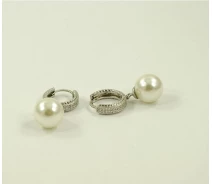 Придбати - срібну сережку  Сережки конго з перлами Maxi Silver 8474