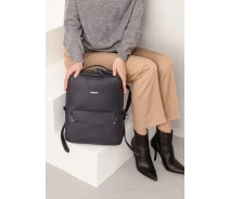 Придбати - рюкзак  Шкіряний міський жіночий рюкзак на блискавці Cooper темно-синій флотар BlankNote