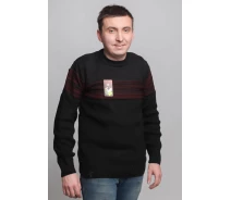 Придбати - чоловічий джемпер  Джемпер SunLi з круглим горлом середньої щільності в'язання чорний з червоним 46 (40210)