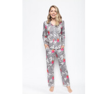 Придбати - жіночу піжаму  Піжама жіноча Cyberjammies Mallory 9019-9020 20/3XL Сірий з квітковим принтом (5051877377998)