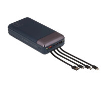 Придбати - універсальну мобільну батарею  Power bank Remax RPP-199 PD20W+QC3.0 30000 mAh портативная батарея повербанк с кабелями и фонариком 2хUSB Blue