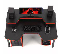 Придбати - стіл ПК  Стіл геймерський CNC Mebli Comfort GT12N з надбудовою та шухлядою Black/Red