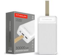 Придбати - універсальну мобільну батарею  Повербанк TITANUM TPB-914-W 30000mAh Micro USB, Type-C, 2USB White