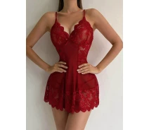 Придбати - жіночу нічну сорочку  Пеньюар жіночий Virginie Fashions 2ХЛ-3ХЛ червоний (16/26-с)