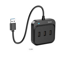 Придбати - кардрідер  HUB адаптер внешний Hoco Easy 4-in-1 converter HB31 (USB to USB2.0*4) (L = 0.2 M) black