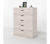 Придбати - комод  Високий комод Еверест на 5 ящиків Соната-2 80х38х101 дуб крафт білий (EVR-2695)