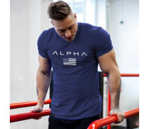 Придбати - чоловічу футболку  Спортивна футболка від бренду Alpha темно-синього кольору (p30-0668-M)