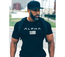 Придбати - чоловічу футболку  Футболка для спорту від бренду Alpha чорного кольору (p30-0667-M)