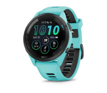 Придбати - смарт-годинник  Смарт-годинник Garmin Forerunner 265 Black Bezel з Aqua Case and Aqua/Black Silicone Band (010-02810-52); 1.3" (416x416) AMOLED / Bluetooth, Wi-Fi, ANT+ / GPS, GLONASS, Galileo / до 13 днів / 5 ATM / 46.1 x 46.1 x 12.9 мм, 47 г / блакитний