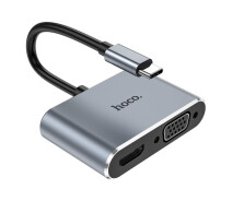 Придбати - кардрідер  Мультіадаптер хаб Hoco HB29 2в1 Type-C to HDMI (F) / VGA (F) 0.15m (ME014904)