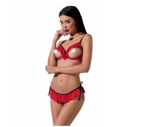 Придбати - жіночу еротичну білизну  Комплект білизни Passion CHERRY SET WITH OPEN BRA Exclusive L/XL Червоний (PS25507)