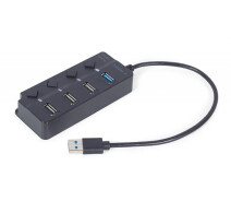 Придбати - кардрідер  USB-Хаб Gembird 4 порти UHB-U3P1U2P3P-01, пластик, чорний (UHB-U3P1U2P3P-01)