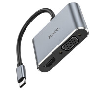 Придбати - кардрідер  Мультіадаптер хаб Hoco HB30 4в1 Type-C to USB 3.0 (F) / VGA (F) / Type-C (F) PD 100W 0.15m (ME014903)