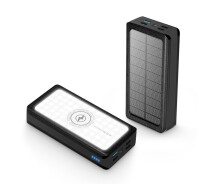 Придбати - універсальну мобільну батарею  Power Bank Solar 30000 mAh 22,5 Вт з бездротовою зарядкою, сонячною панеллю та ліхтариком Чорний (код: PS-403)