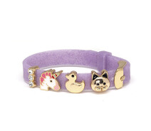 Придбати - дитячий браслет біжутерію  Браслет Biojoux BJB010 Kids Silicon Glitter Dark Violet 4 GP Charms 15 см Фіолетовий