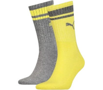 Придбати - чоловічу шкарпетку  Шкарпетки Puma CREW REGULAR STRIPE 2P UNISEX жовто-сірі (2 пари) 261058001-003 Розмір 39-42 (261058001-003_39-42)