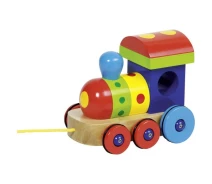 Придбати - дитячі гойдалки, каталки  Дерев'яна каталка goki Локомотив Барселона 55943G (55943G-e)