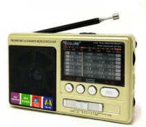 Придбати - радіоприймач  Портативний всехвильовий FM радіоприймач Golon RX 181 переносне радіо Power Bank USB золотистий (14048)