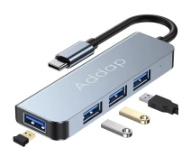 Придбати -  USB Type-C Hub, концентратор для ноутбука Addap UH-06, Хаб на 4 порти