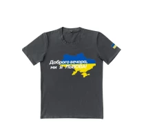 Придбати - чоловічу футболку  Патріотична темно-сіра футболка "Доброго вечора ми зі ЛЬВОВА" (p30-0281-3XL)