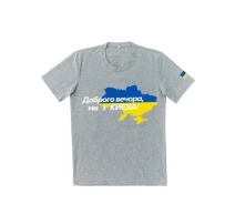 Придбати - чоловічу футболку  Патріотична сіра футболка "Доброго вечора ми з КИЄВА" (p30-0273-XL)