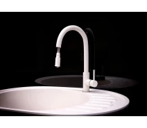 Придбати - смеситель  Кухонний змішувач з висувним виливом KAHER ULA ACTIVE 09 Білий