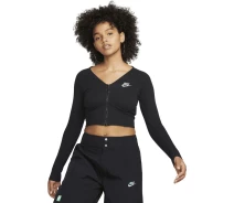 Придбати - жіночу спортивну кофту  Олімпійка (мастерка) жіноча Nike W NSW LS TOP RIB SW чорна FJ5220-010 Розмір M (FJ5220-010_M)