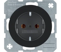 Придбати - розетку и выключатель  Розетка електрична Rx Berker 47432045 (16А/250В) із заземленням чорна (10650)