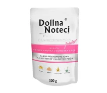 Придбати - корм для собаки  Вологий корм для цуценят Dolina Noteci Premium Pies Junior Сердечка індички та печінка гусяча саше, 100г (52971)