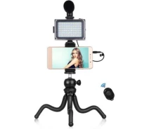 Придбати - набір блогера  Набір блогера Puluz 4in1 (light, mount, phone holder, microphone) (PKT3094B)