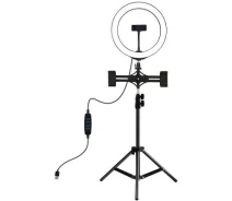 Придбати - набір блогера  Набор блогера Puluz Ring USB LED lamp 10"+ tripod 1.1m (PKT3053B)