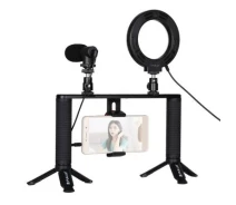 Придбати - набір блогера  Набір блогера Puluz 4in1 (ring light, mount, phone holder, microphone) (PKT3028)