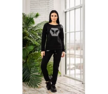 Придбати - жіночий спортивний костюм  Fashions • Костюм спортивний жіночий з камінням на флісі Бабка Fashions 42-44 чорний (116/3-ол)