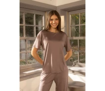 Придбати - жіночий домашній костюм  Домашняя одежда футболка long sleeve Penelope - Baily vizon темно-бежевый S (18320)