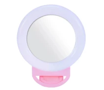 Придбати - кільцеве світло  Кільцева селфі лампа LED HR-20 із дзеркалом (11.5 см) Рожевий (201151)
