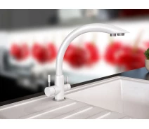 Придбати - смеситель  Змішувач кухонний із підключенням до фільтру KAHER VENECIA 08 Білий