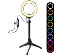 Придбати - кільцеве світло  Кільцеве світло Puluz PKT3046B RGB Ring Light 12см (9W) зі стійкою