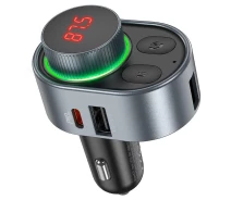 Придбати - FM трансмиттер  Адаптер автомобильный HOCO E72 Alegria PD30W с FM-модулятором 45W/3A серый