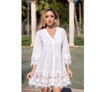 Придбати - жіночу пляжну туніку  Біла мереживна туніка Fresh Cotton 21F-003C 46 (L) Білий Fresh Cotton 21F-003C