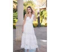 Придбати - пляжну сукню  Мереживні жіноче плаття в підлогу Fresh Cotton 21F-027C 48 (XL) Білий Fresh Cotton 21F-027C